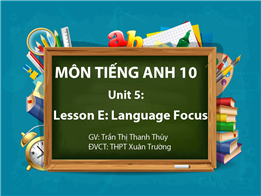 Lesson E: Language Focus
